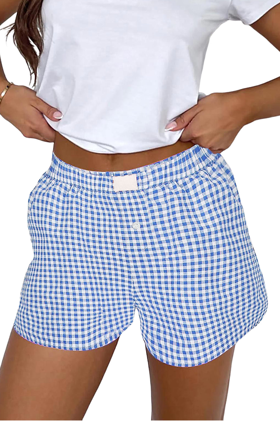 Gingham High-Waisted Loose Wide Leg Shorts- 2 Colors