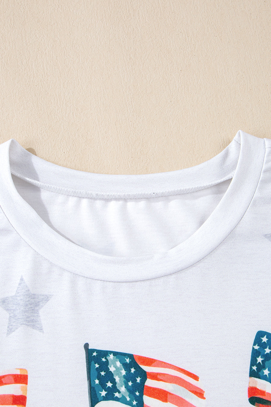 White Star Print Watercolor American Flags and Bows Graphic T-Shirt