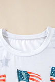 White Star Print Watercolor American Flags and Bows Graphic T-Shirt