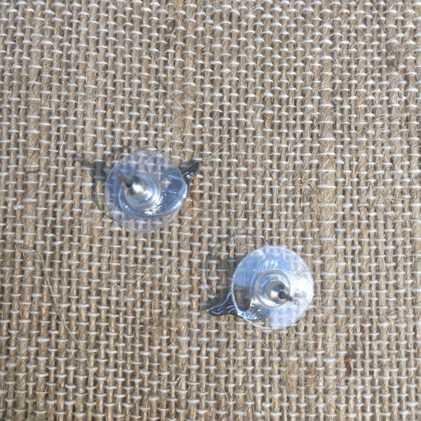 Matte Silver Tone Post Earrings- Whale