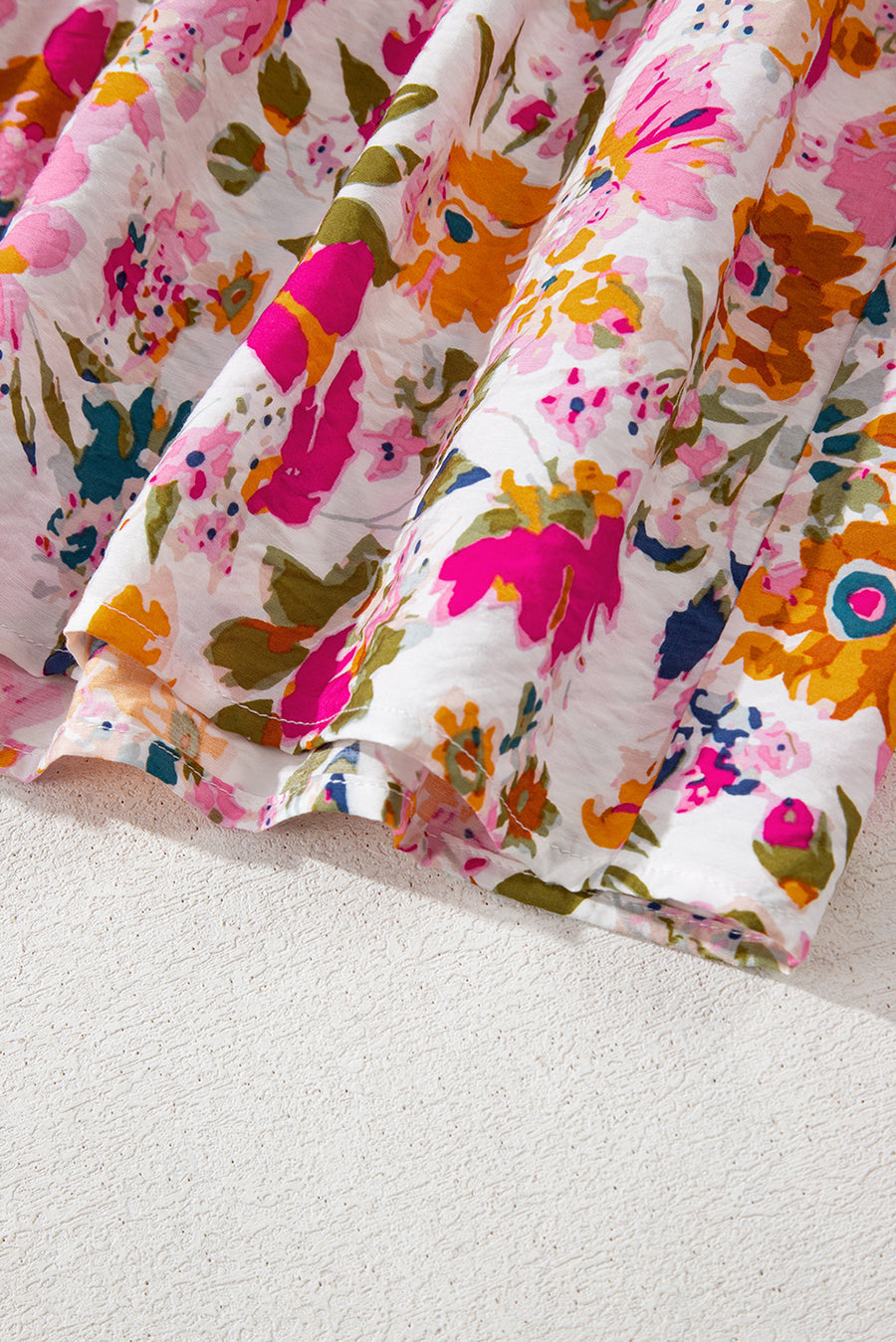 Multicolored Floral Short Sleeve V-Neck High Waist Maxi Dress