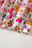 Multicolored Floral Short Sleeve V-Neck High Waist Maxi Dress