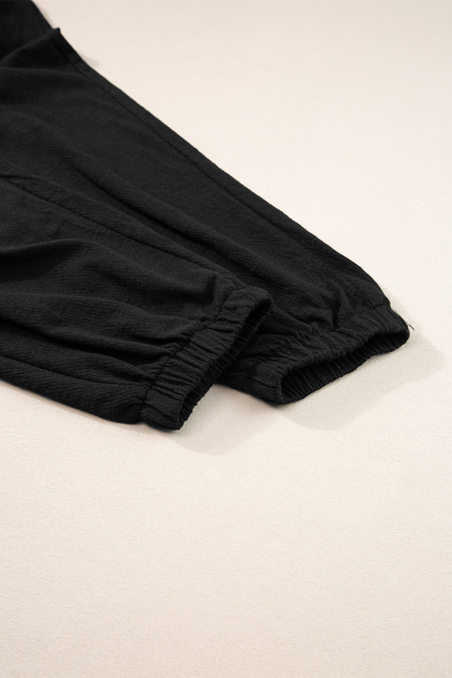 Black Shirred High-Waist V-Neck Sleeveless Jumpsuit