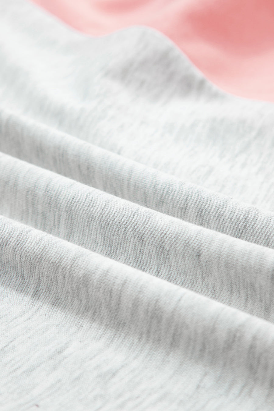 Light Grey & Pink Color Block Raw Hem Pullover Sweatshirt and Shorts Set