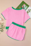 *Pre-Order* Color Block Drop Shoulder T-Shirt and Skort Set- 5 Colors