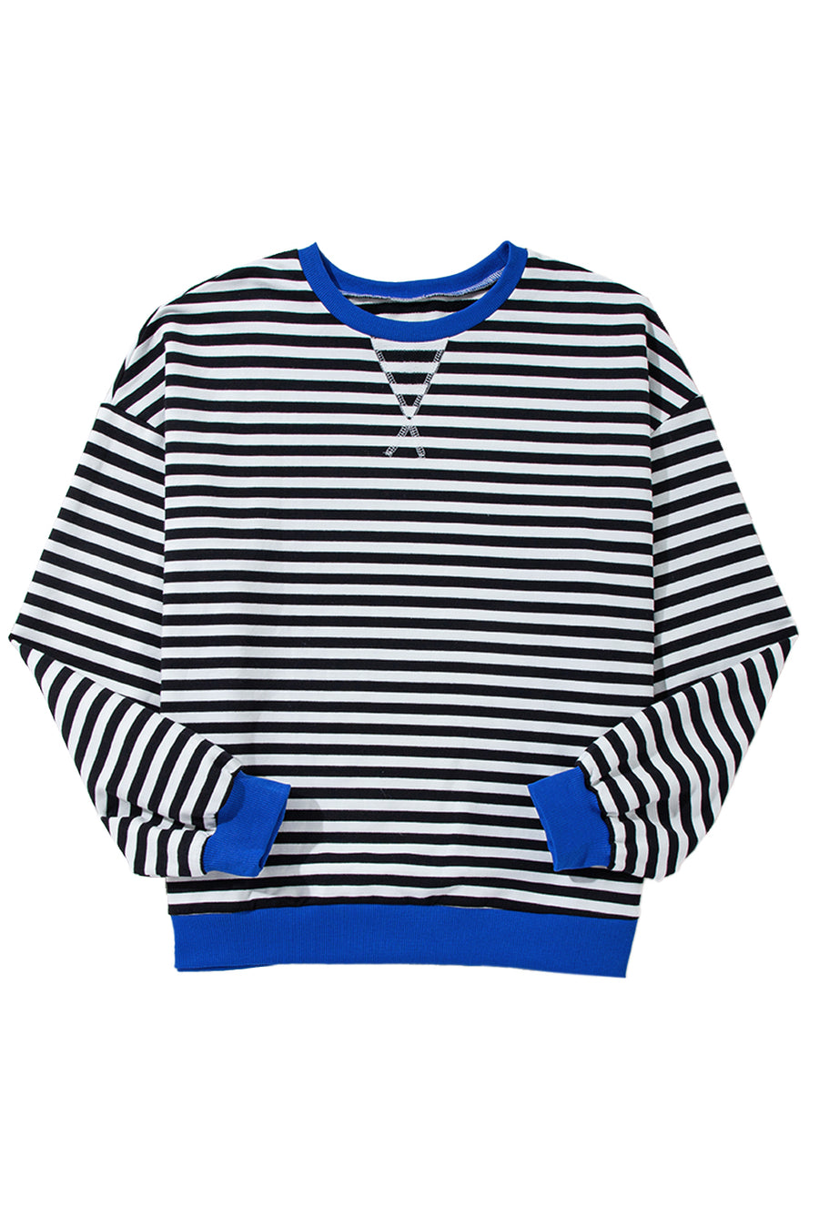 Striped Contrast Trim Oversized Sweatshirt- 4 Colors