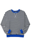 Striped Contrast Trim Oversized Sweatshirt- 4 Colors