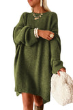 Green Oversized Drop Shoulder Slouchy Sweater Dress