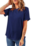 Basic Crew Neck Rolled Sleeve T-Shirt- 12 Colors
