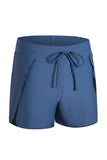Drawstring Elastic Waist Built-In Brief Swim Shorts- 2 Colors