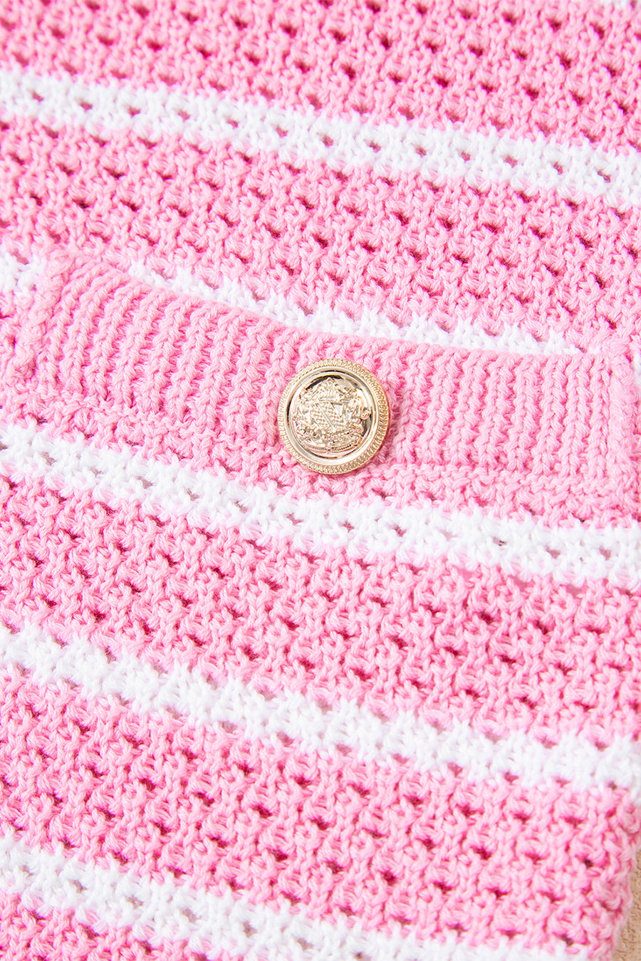 Striped V-Neck Button-Up Knit Vest- 2 Colors