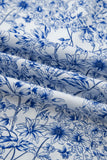 Sky Blue Floral Print Knot Straps High Waist Flared Maxi Dress
