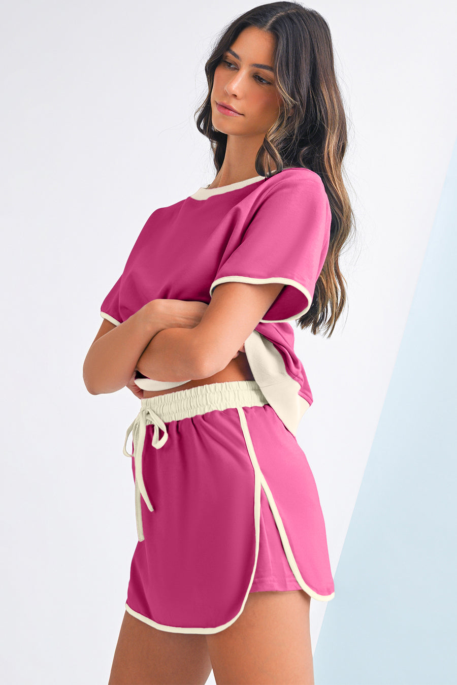 *Pre-Order* Color Block Drop Shoulder T-Shirt and Skort Set- 5 Colors