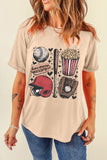 Khaki Retro Baseball Game Graphic T-Shirt