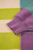 Striped Color Block Drop Shoulder Front Seam Sweater