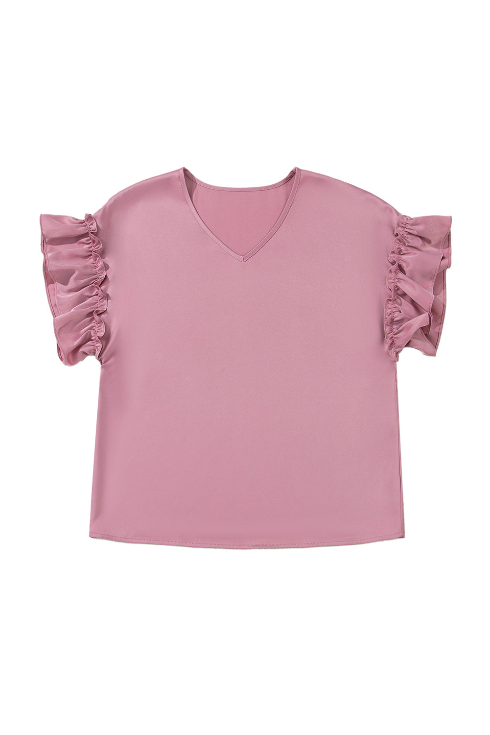 Toadstool Satin Ruffle Sleeve V Neck Blouse