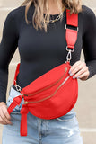 Wide Strap Double Zipper Crossbody Bag- 9 Colors