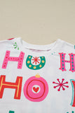 Pink Santa Claus Graphic Christmas Tree Long Sleeve Pajama Set- 2 Colors
