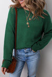 Evergreen Exposed Seam Raglan Sleeve Crew Neck Sweater
