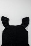 V-Neck Flutter Sleeve Smocked Bodice High Waist Ruffle Maxi Dress with Pockets- 2 Colors