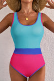 Textured Color Block One-Piece Swimsuit