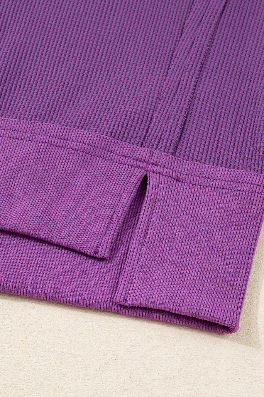Thermal Knit Drop Shoulder Split Hem Sweatshirt- 2 Colors