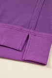 Thermal Knit Drop Shoulder Split Hem Sweatshirt- 2 Colors