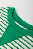 Green Striped Contrast Trim Long Sleeve Shirt