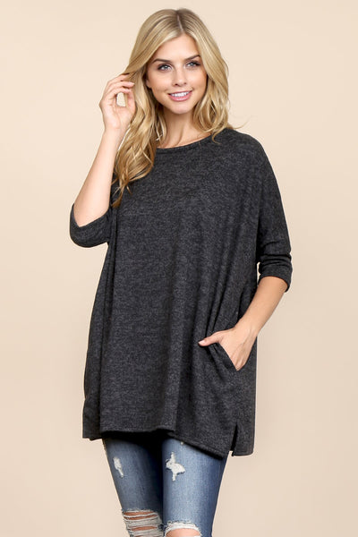 Oversized Drop Shoulder Pocket Tunic- 3 Colors