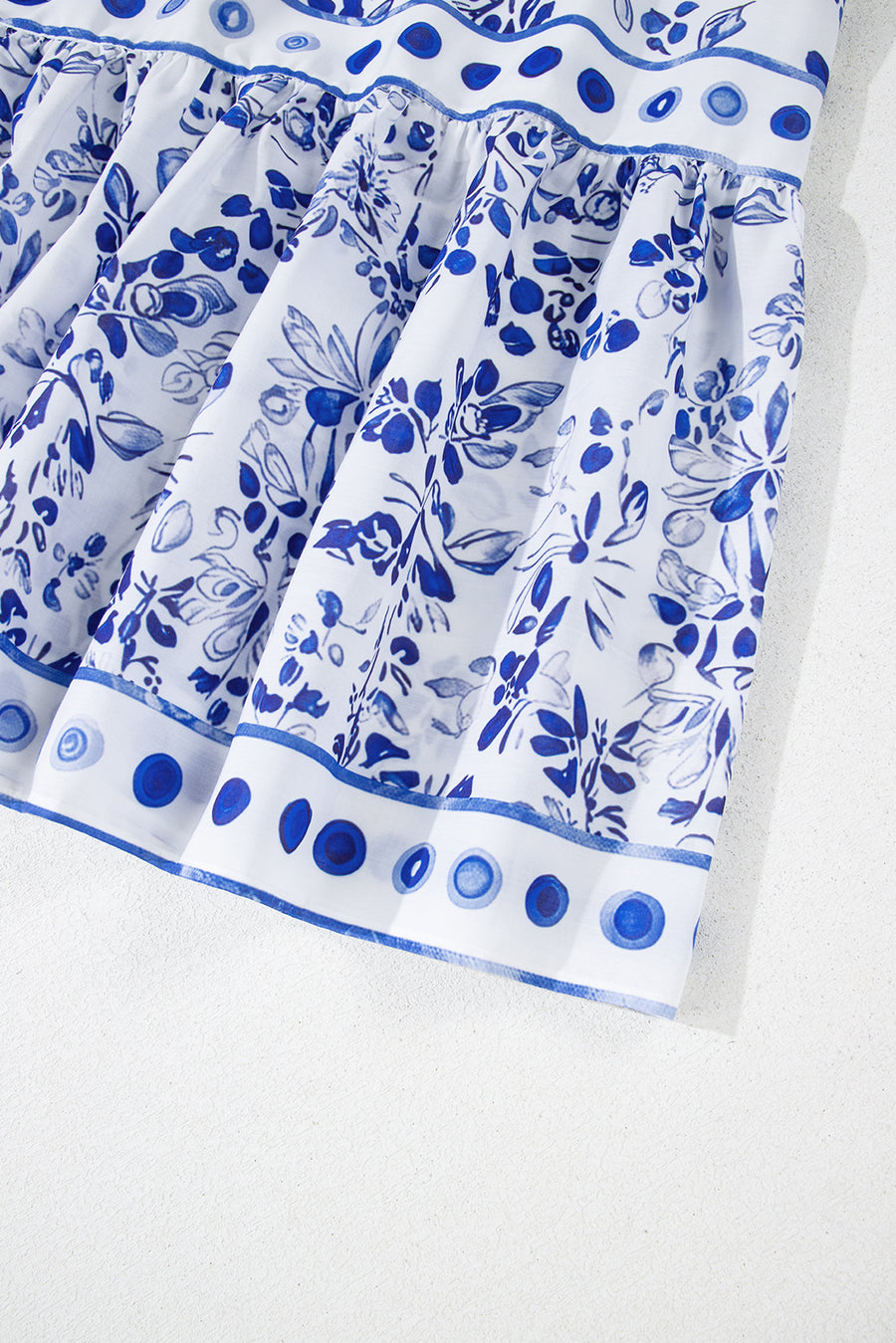 Blue Multi Floral Print Square Neck Bubble Sleeve High Waist Maxi Dress