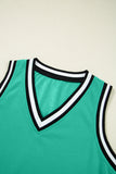 Green Contrast Trim V-Neck Sleeveless Mini Dress