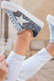 Glitter & Star Patchwork PU Leather Sneakers- Blue Multi