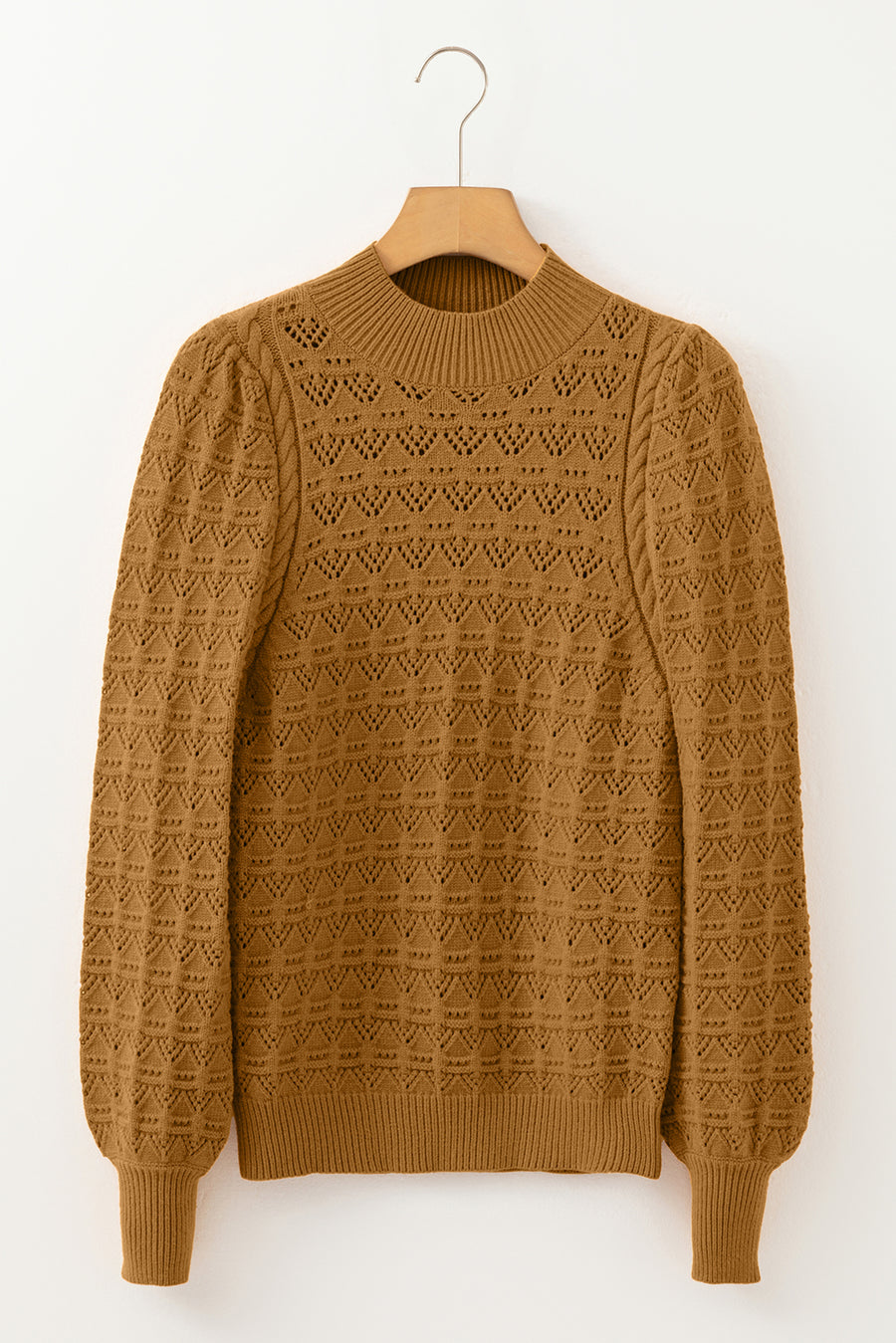 Jurassic Gold Crochet Balloon Sleeve Sweater