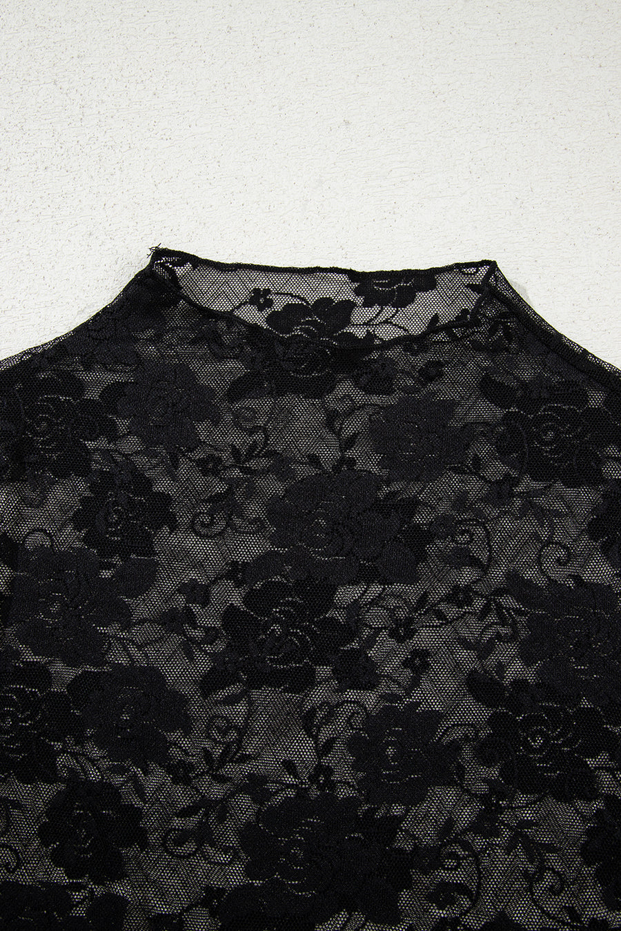 Floral Mock Neck Lace Long Sleeve Mesh  Top- 2 Colors
