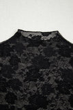Floral Mock Neck Lace Long Sleeve Mesh  Top- 2 Colors