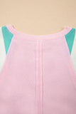 Light Pink Striped Color Block Patchwork Raglan Sleeve Top