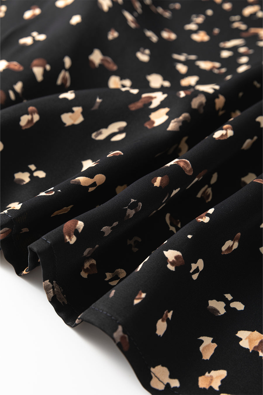 Leopard Print Mock Neck Long Sleeve Pleated Blouse- 2 Colors
