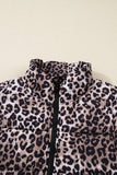 Brown Leopard Quilted Full Zipper Casual Puff Vest