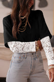 Lace Long Sleeve Drop Shoulder T-Shirt- 2 Colors