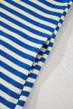 Striped Ruffle Short Sleeve Contrast Neckline Mini Dress- 3 Colors