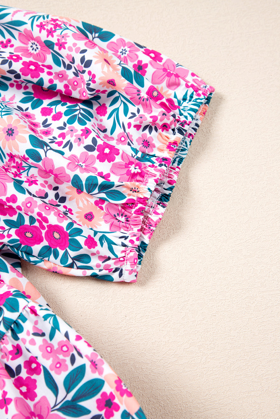 Plus Size Pink Multi Floral Button-Up Puff Sleeve A-Line Mini Dress