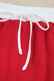 Varsity Striped Drop Shoulder Pullover Sweatshirt & Mini Skort Set- 6 Colors