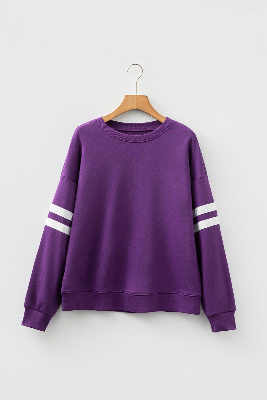 Varsity Striped Sleeve Loose Fit Sweatshirt- 8 Colors