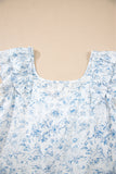 Floral Ruffle Short Sleeve Bow Back Blouse- 2 Colors