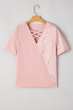 Apricot Leopard Print Criss-Cross V-Neck Blouse