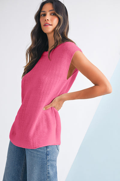 Solid Color Slit Hem Knit Top- 3 Colors