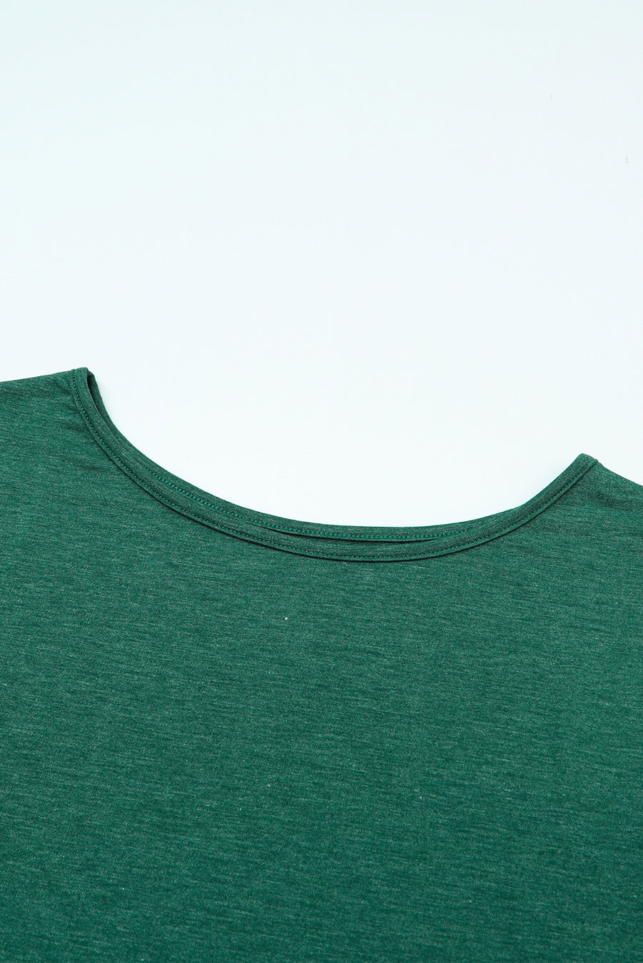 Green Boat Neck Cutout Long Sleeve Blouse with Button Detail Cuffs