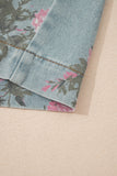 Floral Print Pleated High-Waist Wide Leg Denim Overalls- 3 Colors