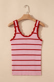 Scalloped Edge Striped Ribbed Tank Top- 2 Colors
