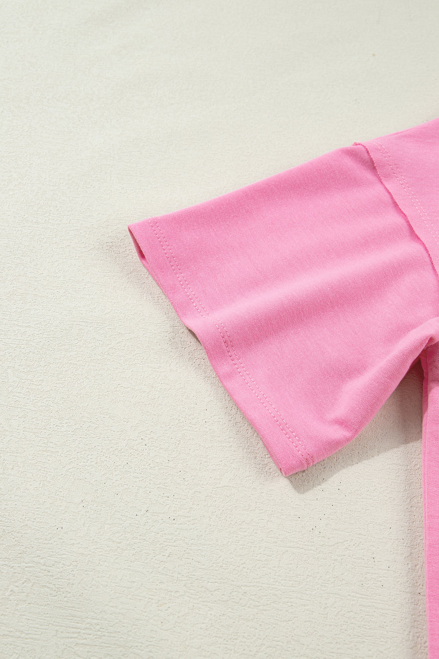 Pink Floral Patched Exposed Seam Oversized T-Shirt- 2 Colors